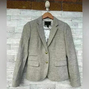 J. Crew School Boy Womens Notch Lapel Wool Herringbone Gray Blazer size O